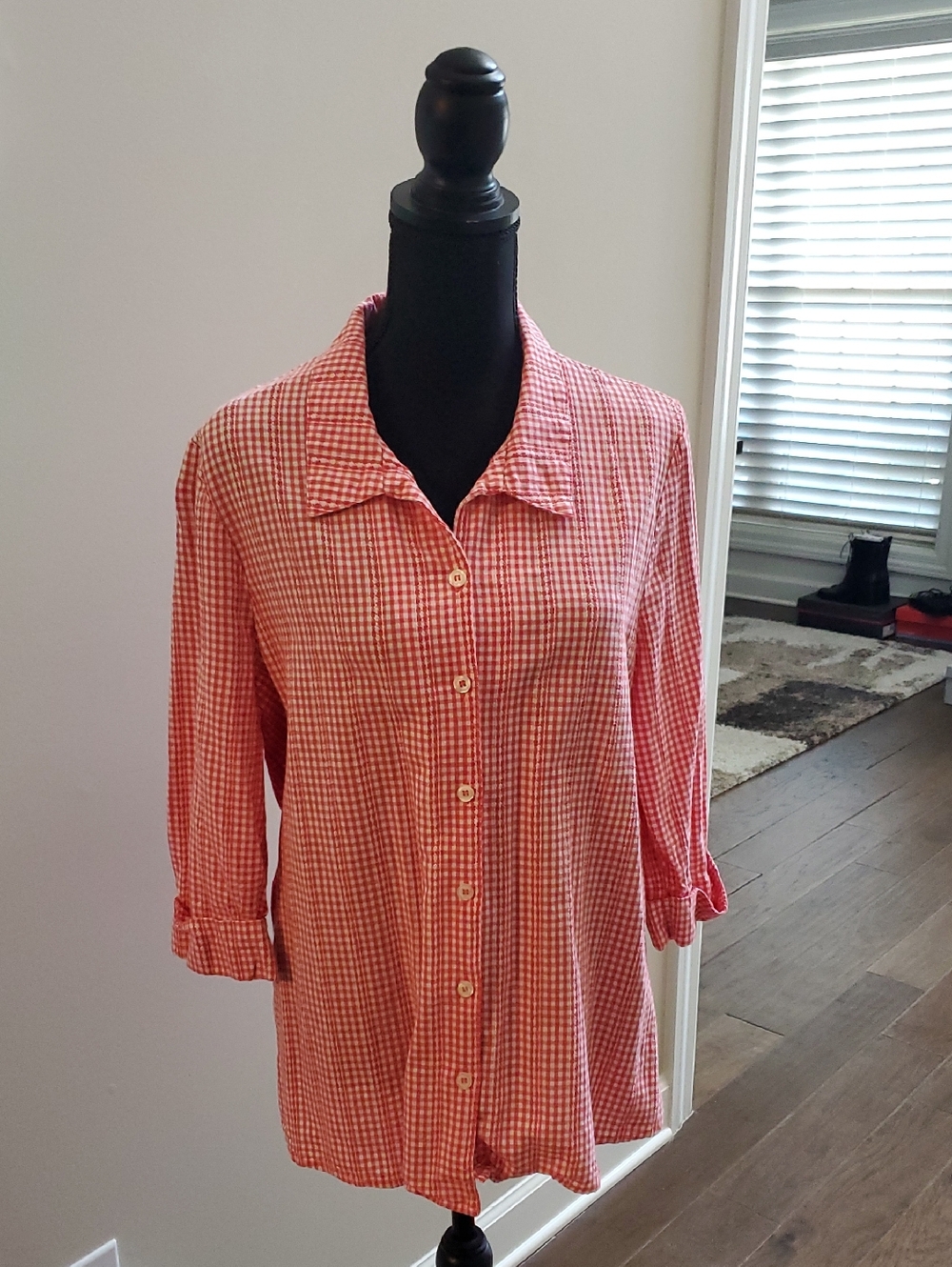 Kim Rogers Red and White Gingham Shirt